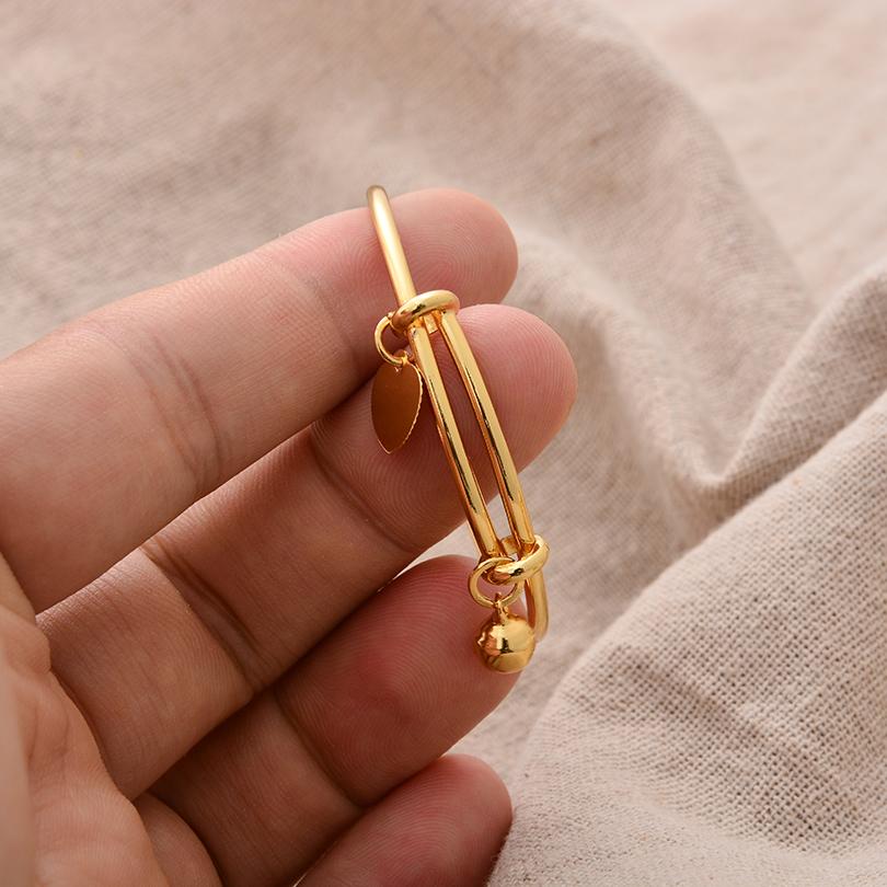 Gold Color Bangle for Girls/Baby/Kids Charm Gypsophila Bracelet Small Bell  Heart Jewelry Child Christmas Gifts