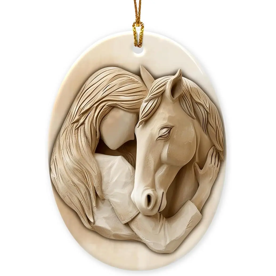 Horse Ornament 2026-  Ceramic Ornament for Christmas Tree, Hugging Horse Gifts for Women, Teenage Girls,  Lovers, Farmers - Meaningful Holiday  for Horses Lovers