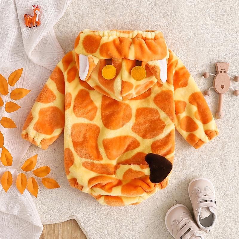 Baby Boys Girls Animal Costume Flannel Rabbit Costume Role Play Hooded Long Sleeve Pajamas Rompers Cosplay Jumpsuits Baby Costumes Cute Animal Outfit Funny Monster Costume Gift