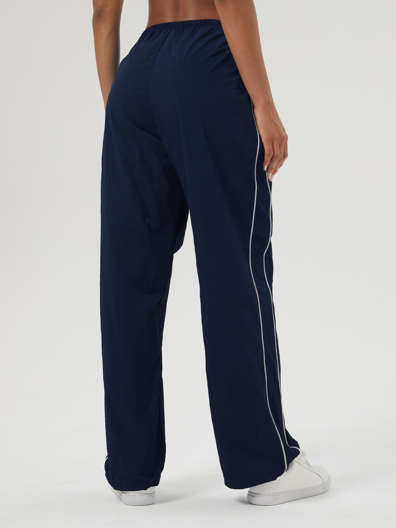 Women's Contrast Binding Drawstring Joggers, Casual Pocket Trousers for Fall & Winter, Women's Bottoms for Daily Wear