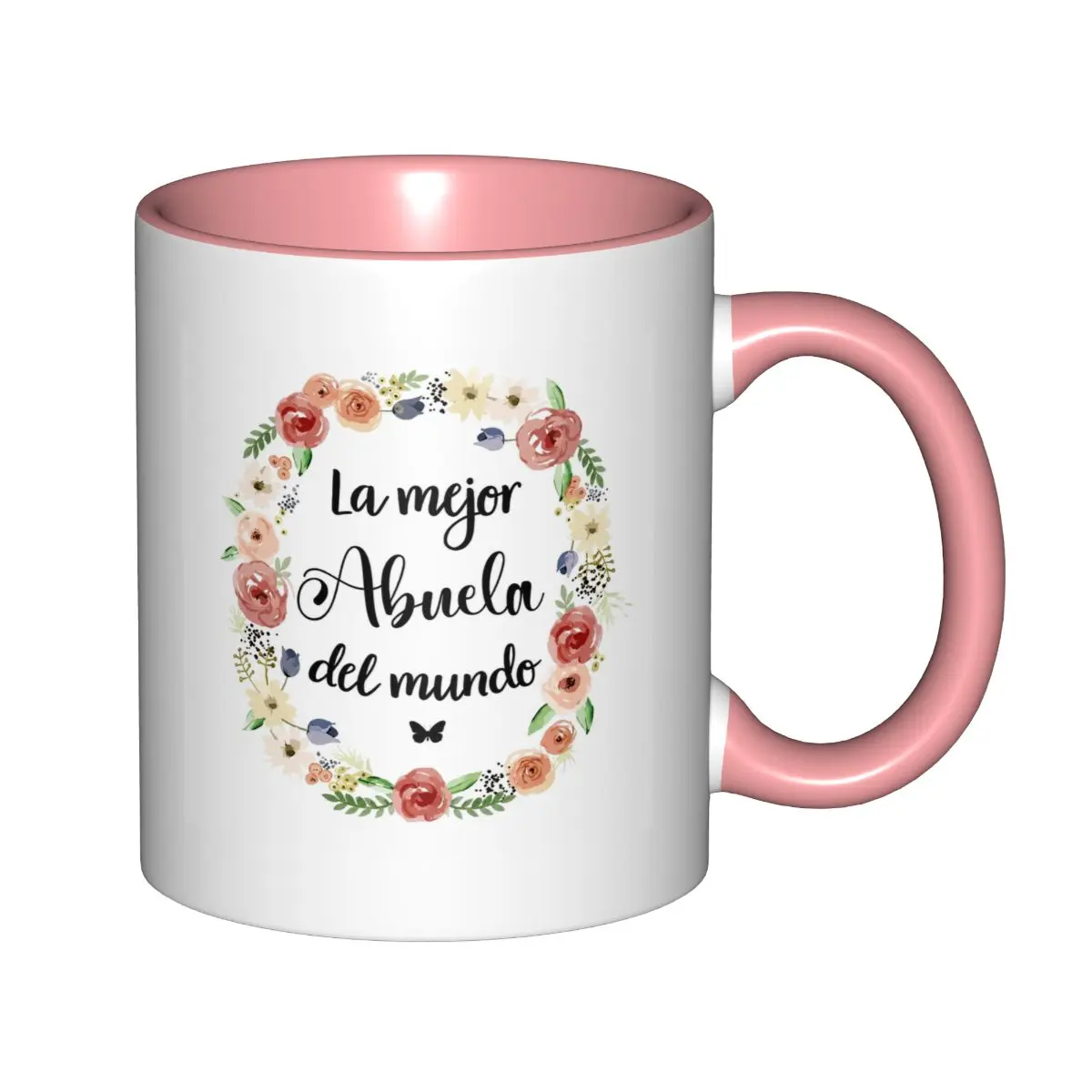 Floral Pattern Coffee Mug, Flower Pattern Coffee Cup, Gift for Grandma, Abuela Gifts in Spanish, Best Grandma Ever Mug, Abuela Gifts from Grandchild, Ceramic Coffee Mug, Cute Mug, Tumbler#all-season gift