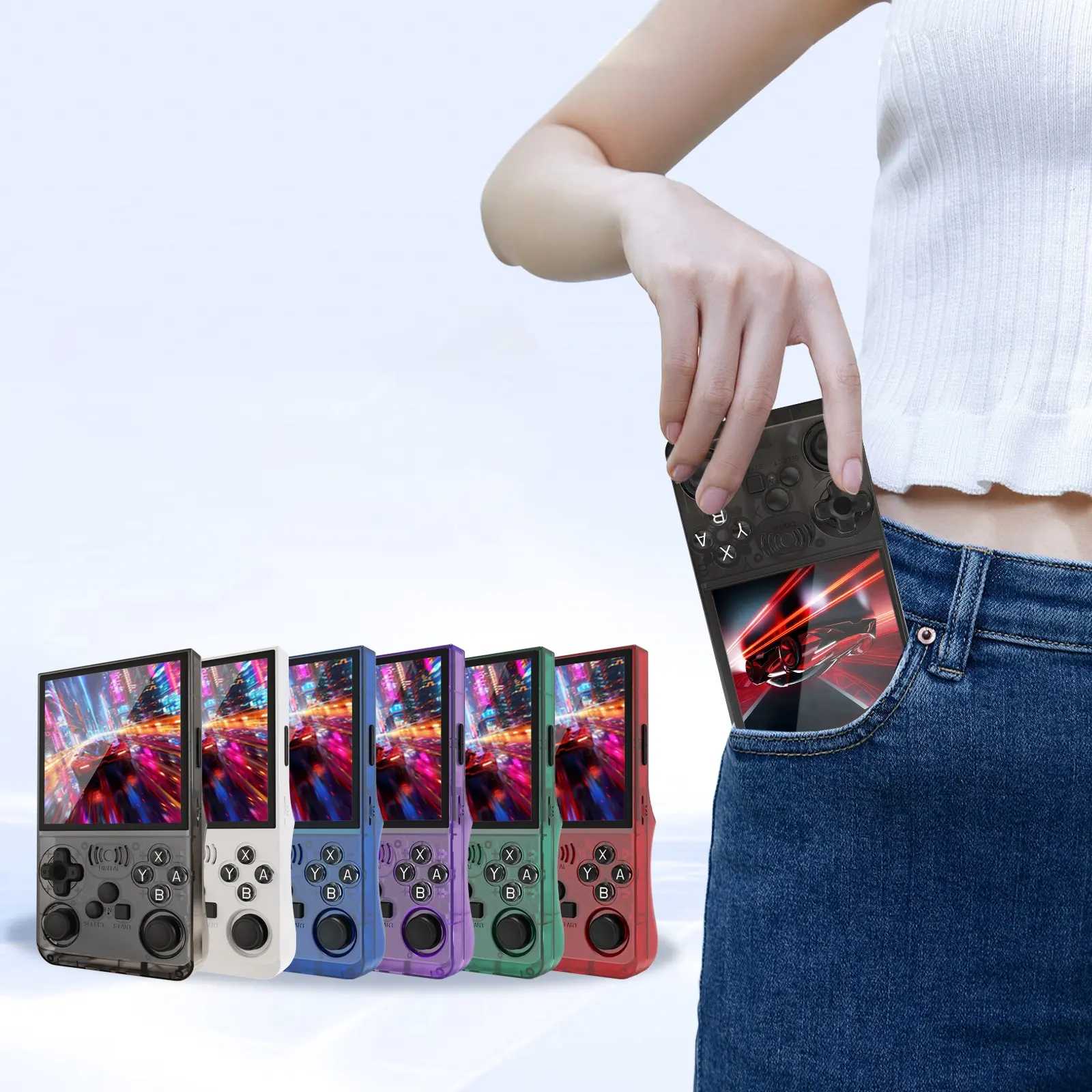 GAMINJA Upgraded ANS13 Open-source Handheld Gaming Console Linux System 4-inch IPS High-definition Screen Portable Retro and Handheld Device Comes with Over 15,000 Games and 20+ Emulators