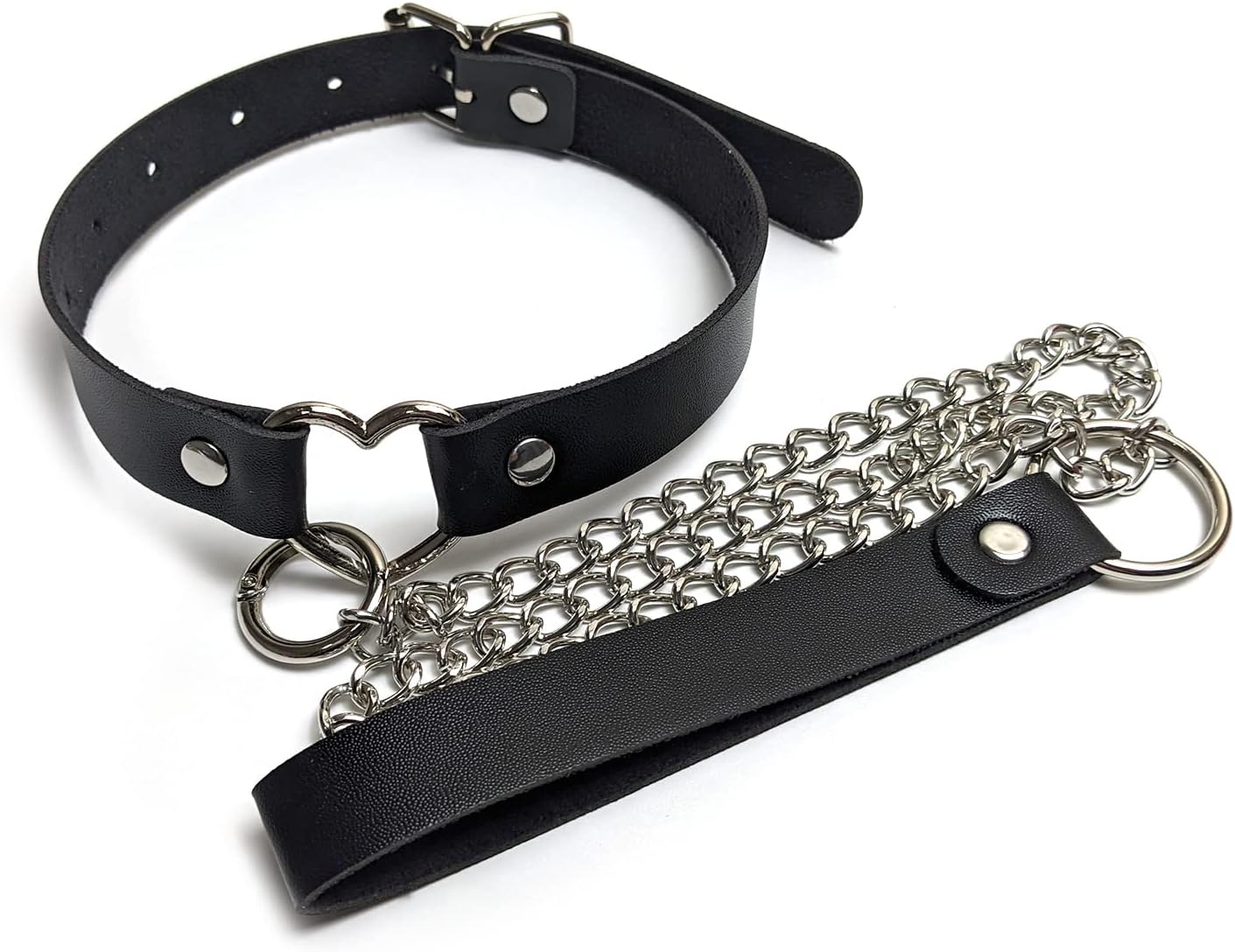 Leather Collar Choker Necklace for Women Punk Leash Goth Y2K Cosplay Costume Accessories