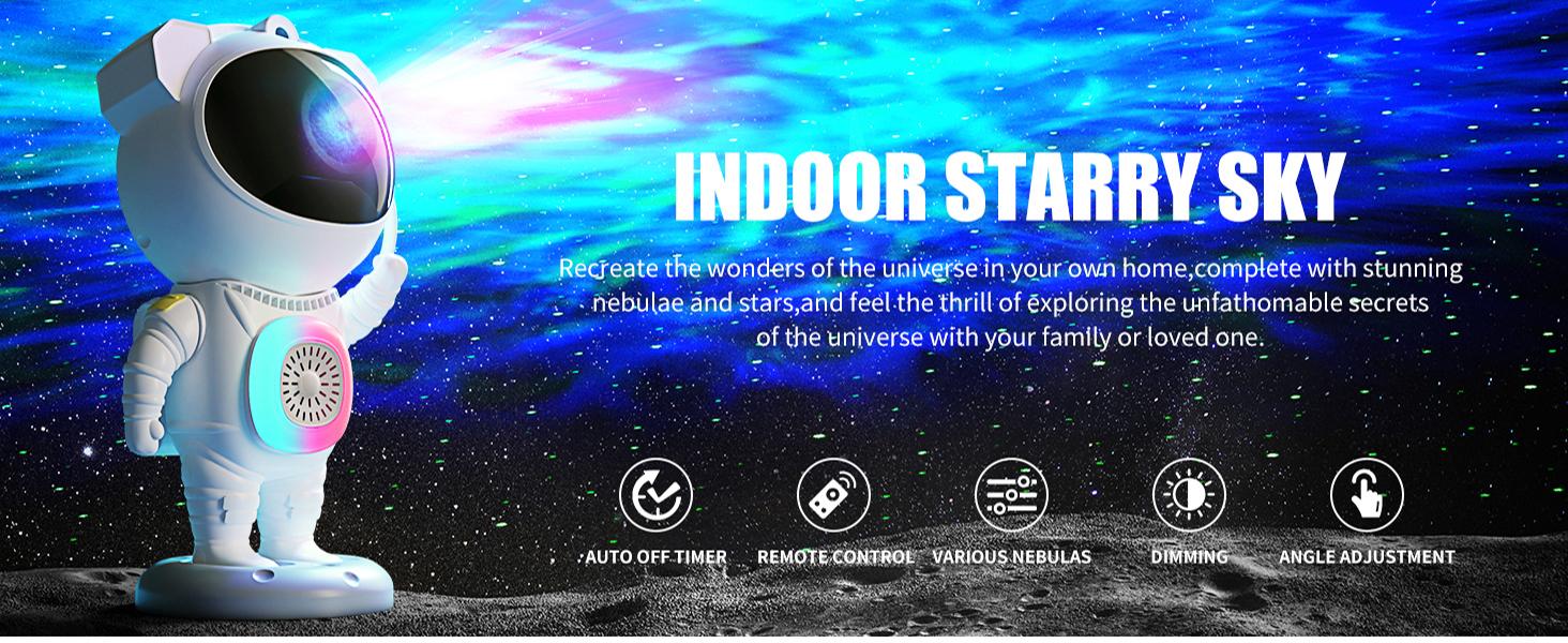 Astronaut Galaxy Projector,Projector,with Bluetooth Speaker and Remote,360° Angle,Spaceman Star Kids Night Light, for Bedroom Ceiling Adult Birthday Valentine's Day (White)