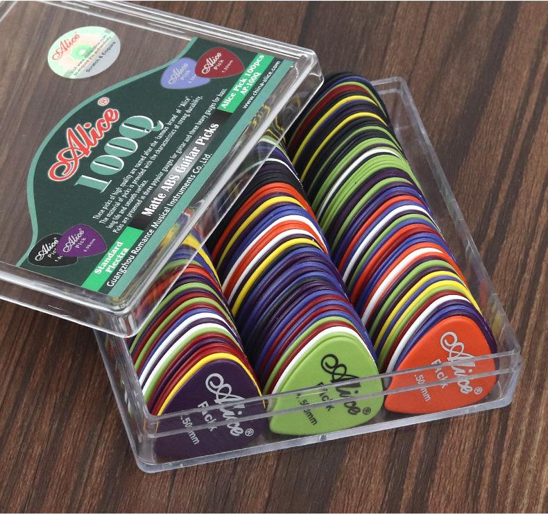 100-piece guitar picks, with storage box, mixed pack, in various colors, 6 different thicknesses, suitable for bass, electric guitar, acoustic guitar, metal guitar, ukulele