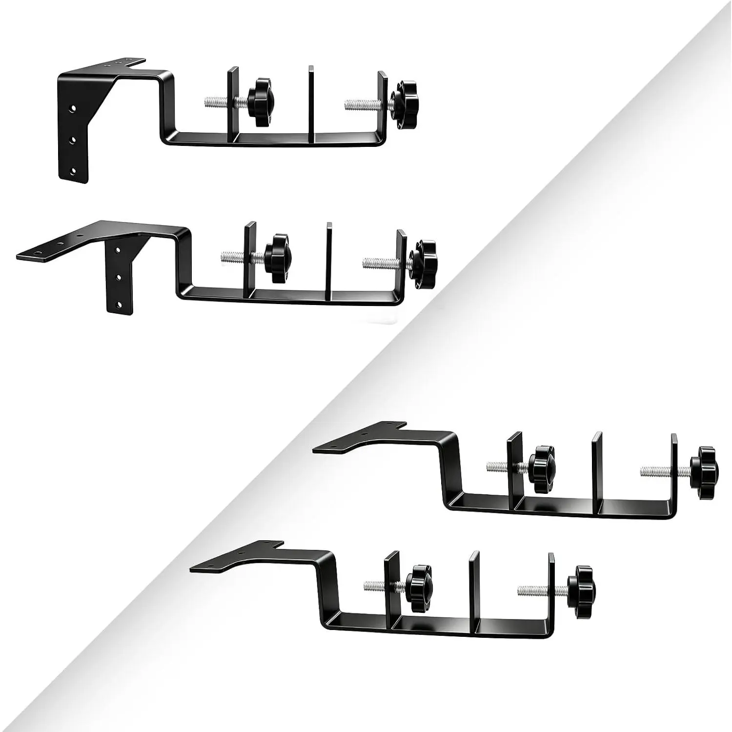 Double Curtain Rod Brackets with  Buckles, No Drill No  Heavy Duty Holders for Double Layer Curtains &  Window Decor (4PCS)