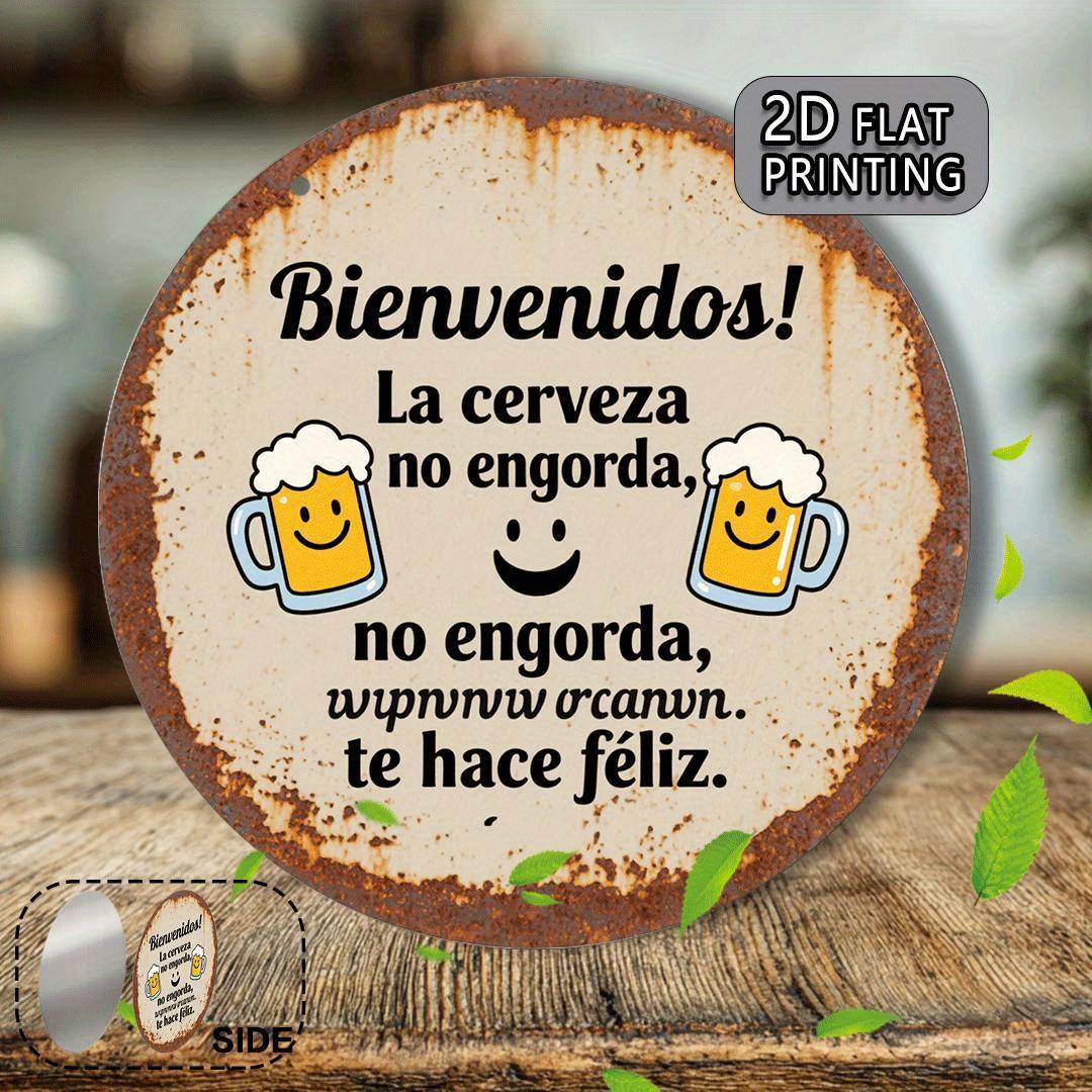 Welcome to Drink – "Beer Brings You Joy" Vintage Metal Sign – Decorative Plaque & Humorous Gift – Aluminum 7.9x7.9 Inches – Creative Gift for Friends & Party Decoration