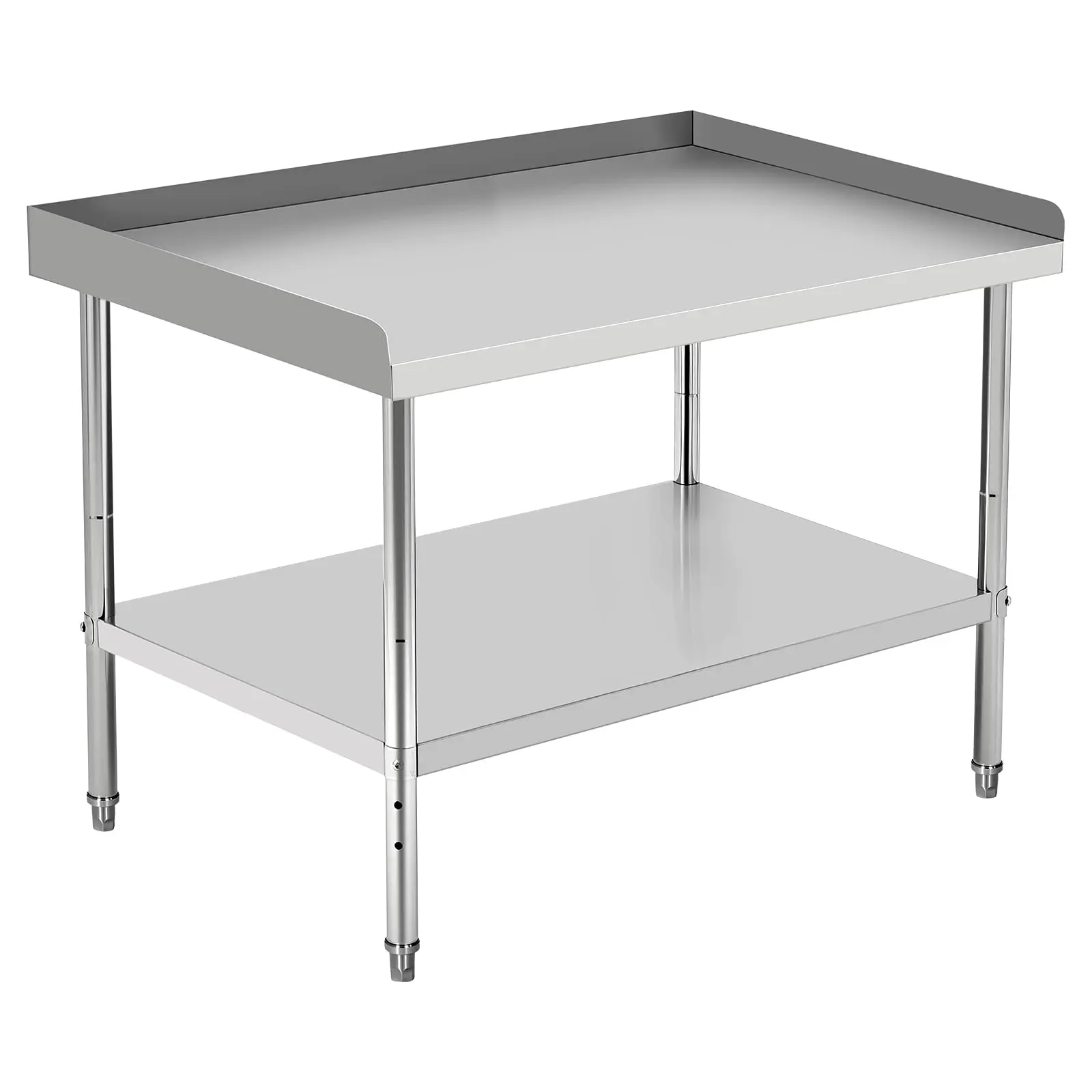 GARVEE 48x28x30 Inch Stainless Steel Grill Stand Table with 400 Lbs Capacity, NSF Certified, Adjustable Legs, and 2" Edge Baffle for Commercial and Home Kitchens