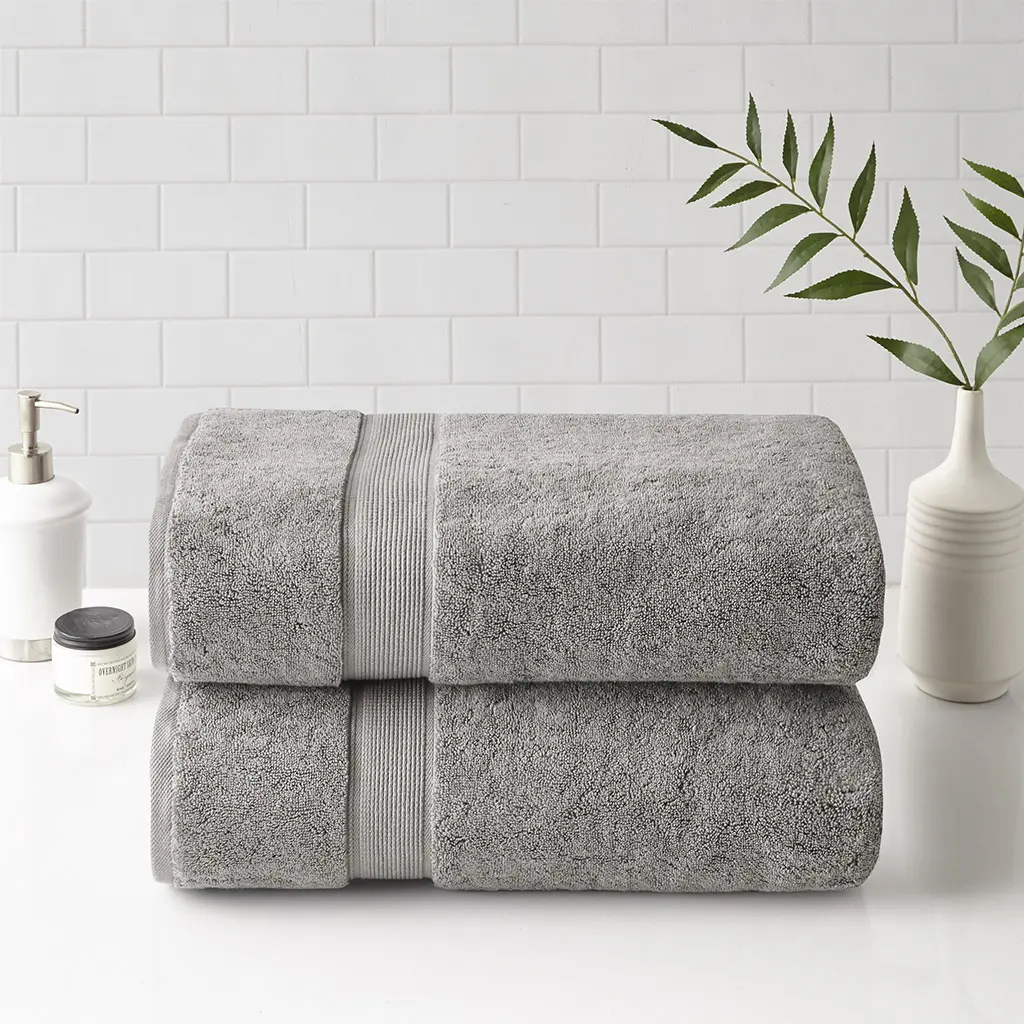 ARCH 100% Cotton Bath Sheets 2 Pack Antimicrobial Silver Luxury Spa Towels Set 34x68 Inches Large Absorbent Quick Dry Low Lint Double Stitched Oeko-Tex Made in Green Machine Washable for Bathroom Home, Silver Color Options, Cotton Material