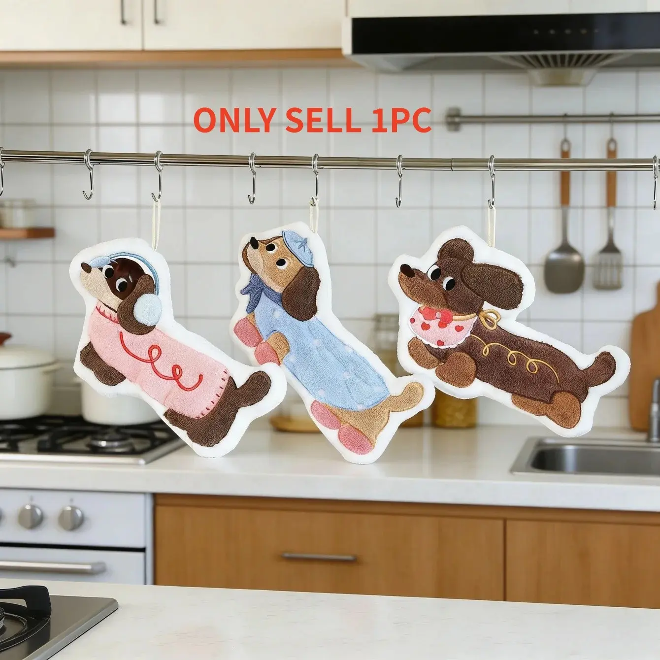 Cartoon Dog Shaped Handkerchief. Super Absorbent and Quick Drying, Hanging Decorative Cloths for Kitchen and Bathroom, Suitable for Hand Wiping in Bathrooms and Kitchens
