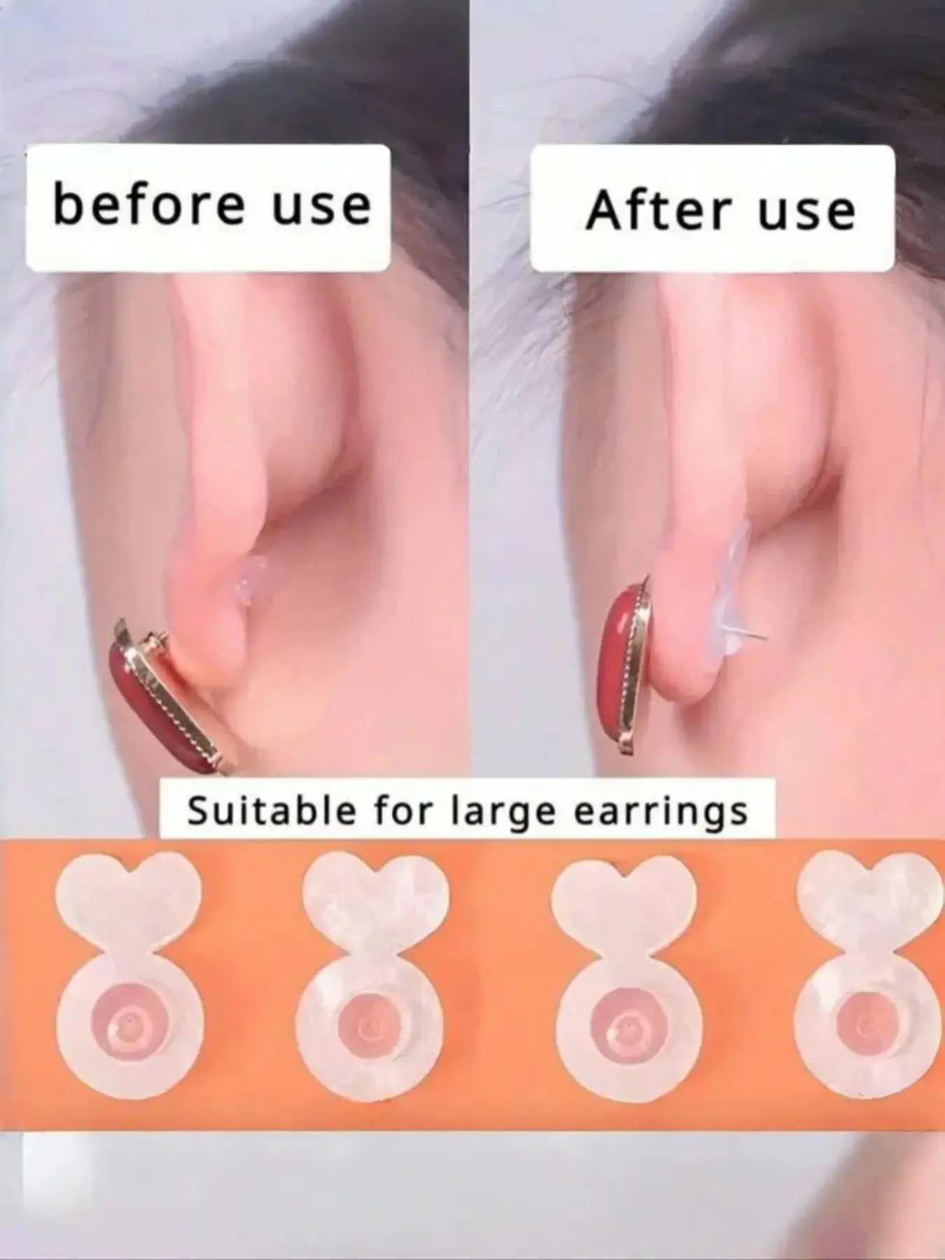 10pcs Clear Silicone Earring Back Supports, Invisible Lifter Pads for Drooping Earlobes, Secure Earring Backings for Studs & Drop Earrings