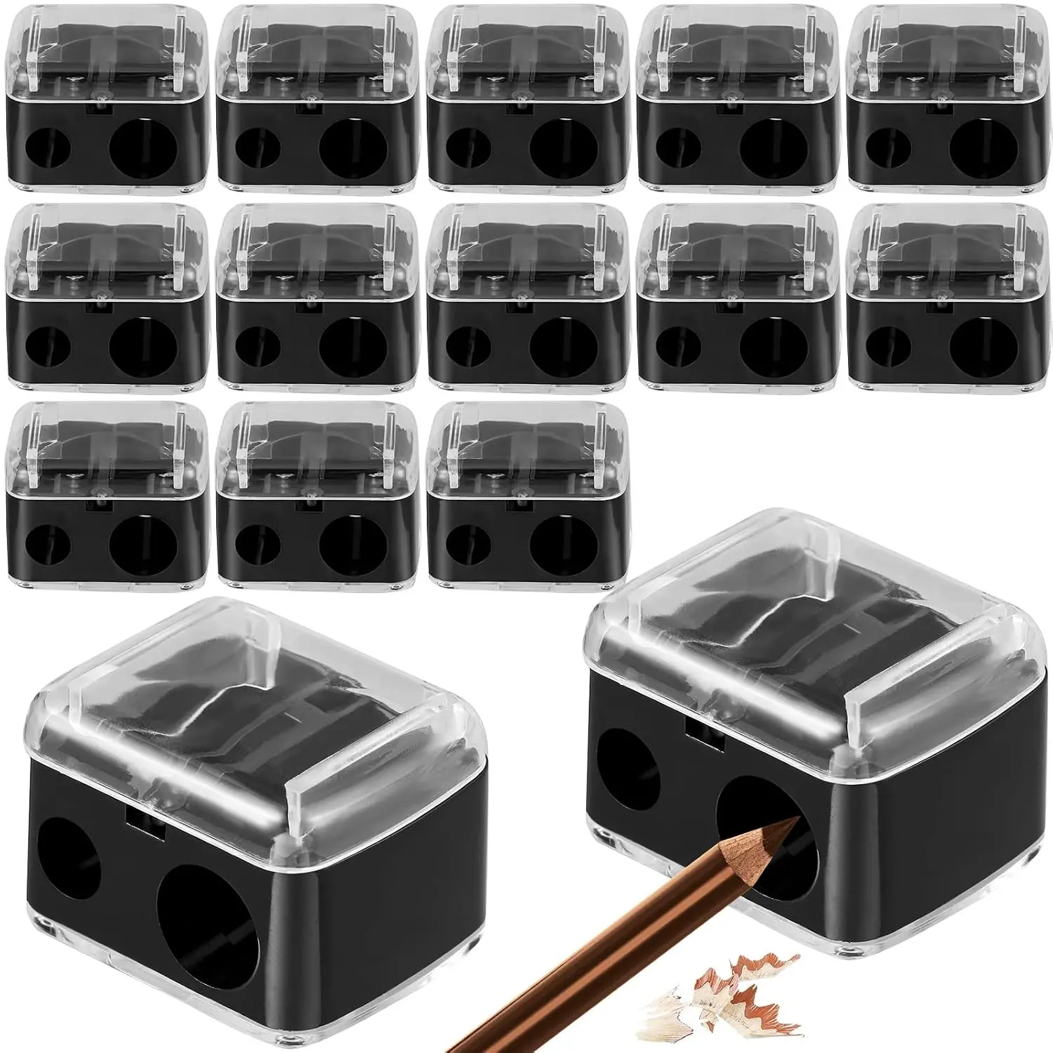 15 Pcs Dual Eyeliner Sharpener Compact Cosmetic Sharpening Tool for Eyeliner Lip Liner Pencils Black