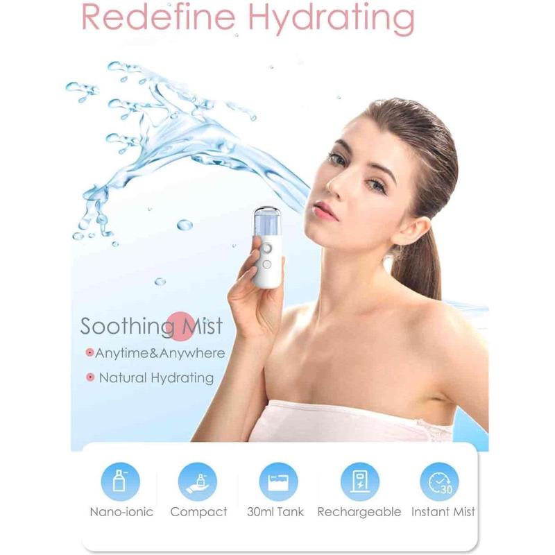 Nano Facial Steamer, Handy Mini Mister, USB Rechargeable Mist Sprayer, 30ml Visual Water Tank Moisturizing & Hydrating for Face, Daily Makeup, Skin Care, Eyelash Extensions-Blue.ms