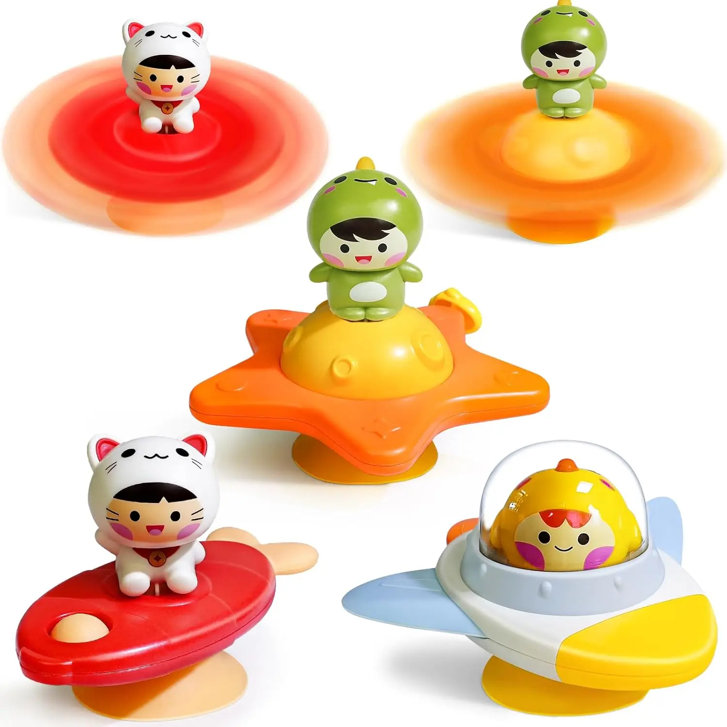 Suction Cup Spinner Toys  1 2 3 Years Old Boys Girls, Bath Toys  Toddlers 1-3, Travel Toys  Kids Car Rides Flight Trip, Novelty Spinning Top  Baby Gifts