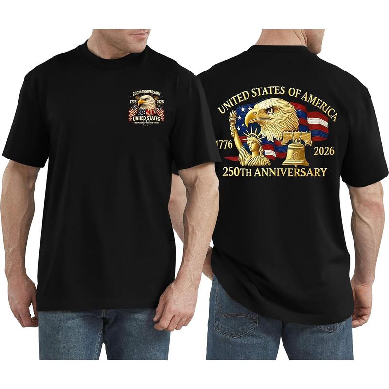 Men's 250 Anniversary USA Shirt American Flag T Shirt 250 Years America Anniversary Shirt Patriotic Shirts Tops