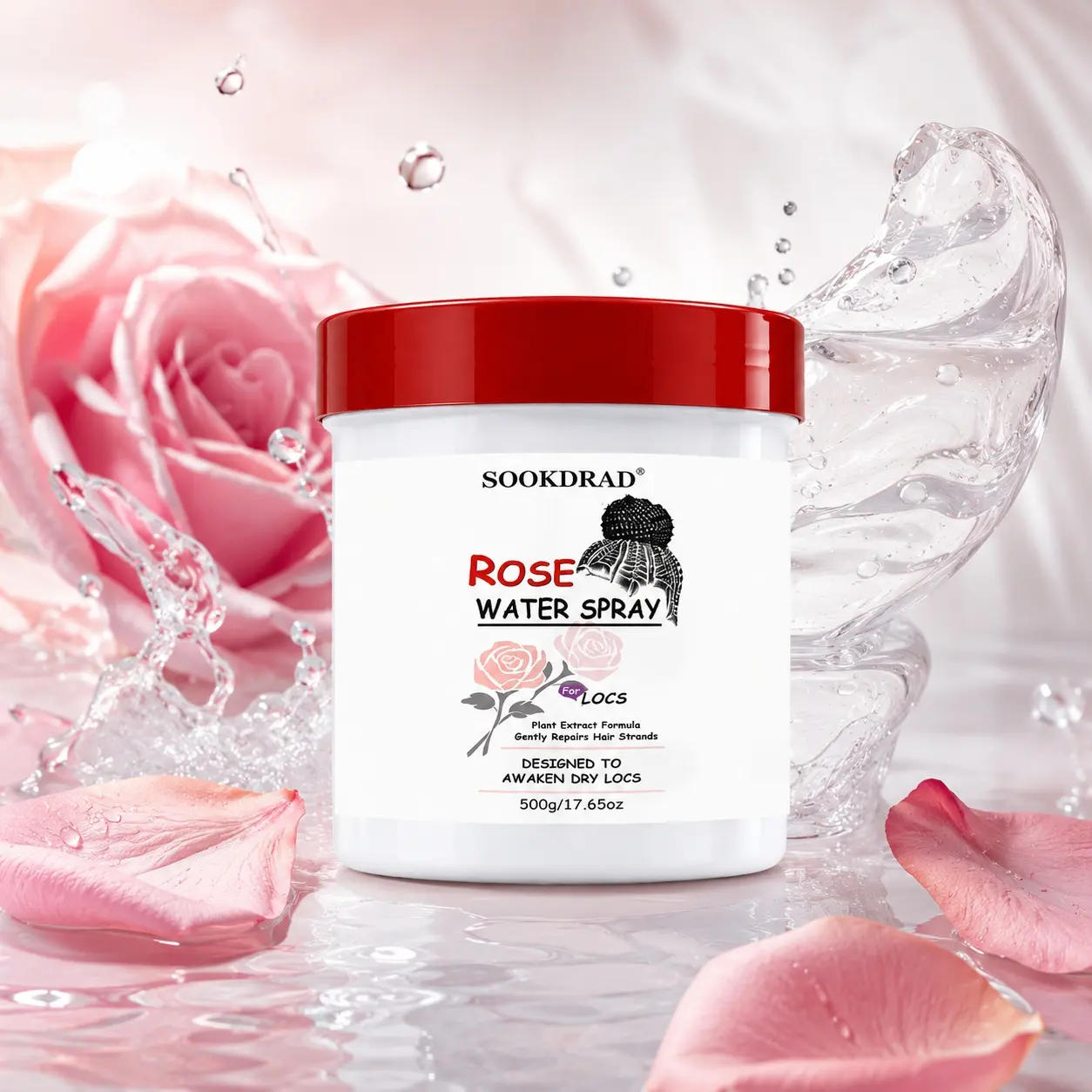 Rose Water Spray, Plant Extract Formula, Gently Repairs Hair Strands, For Locs, Designed To Awaken Dry Locs, 500g/17.65oz