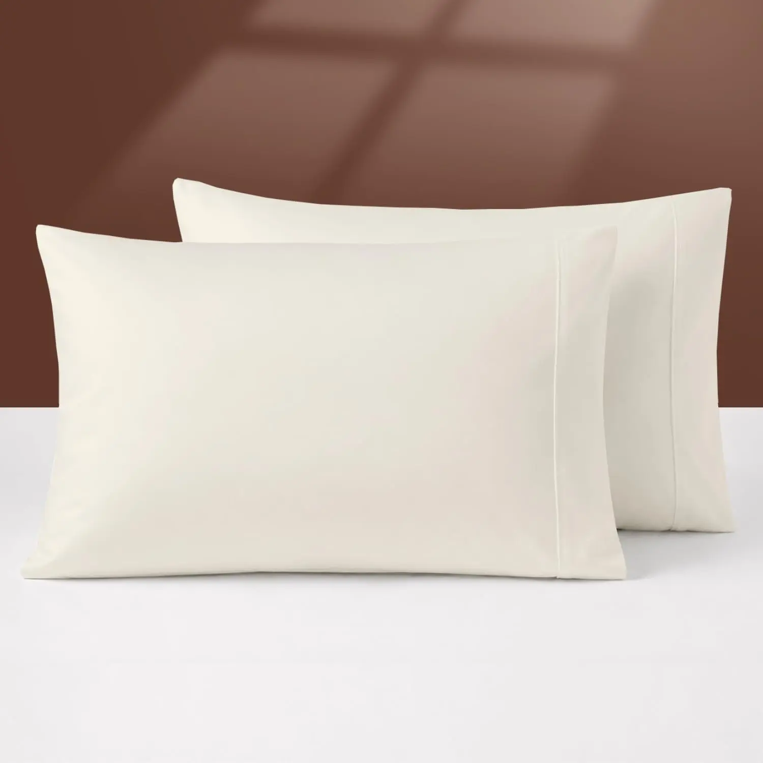 Cotton King Size Pillow Cases Set of 2 - Easy Breezin' Collection, Soft Cooling Sateen Hotel-Quality Ivory Everyday Bedding Pillowcases