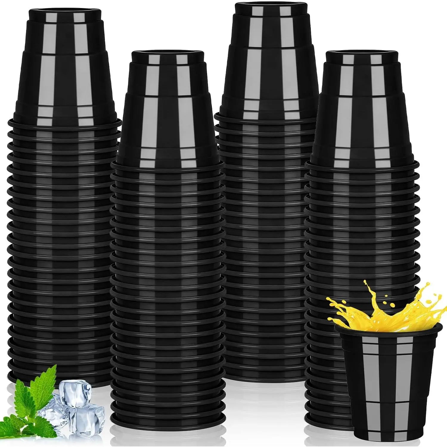 50 Pack 2oz Black Plastic Shot Glasses - Graduation Party Cups | Elegant Spring Celebration Disposable Cups for Easter, Graduation Ceremonies