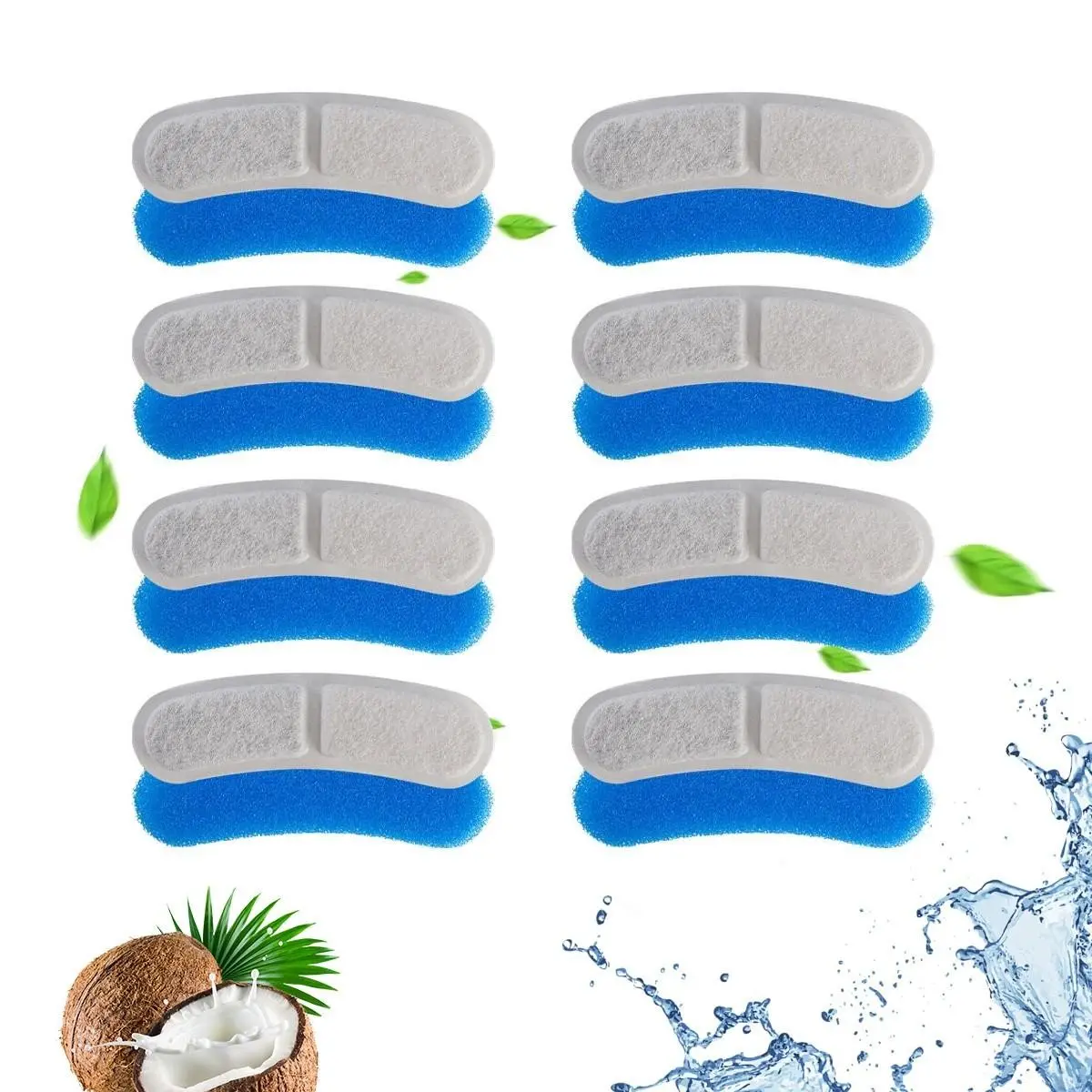 Triple Filtration Pet Water Dispenser Filter Cartridge, Cat Dog Automatic Waterer Replacement Filter Cotton, 8/24 Pieces Large Capacity