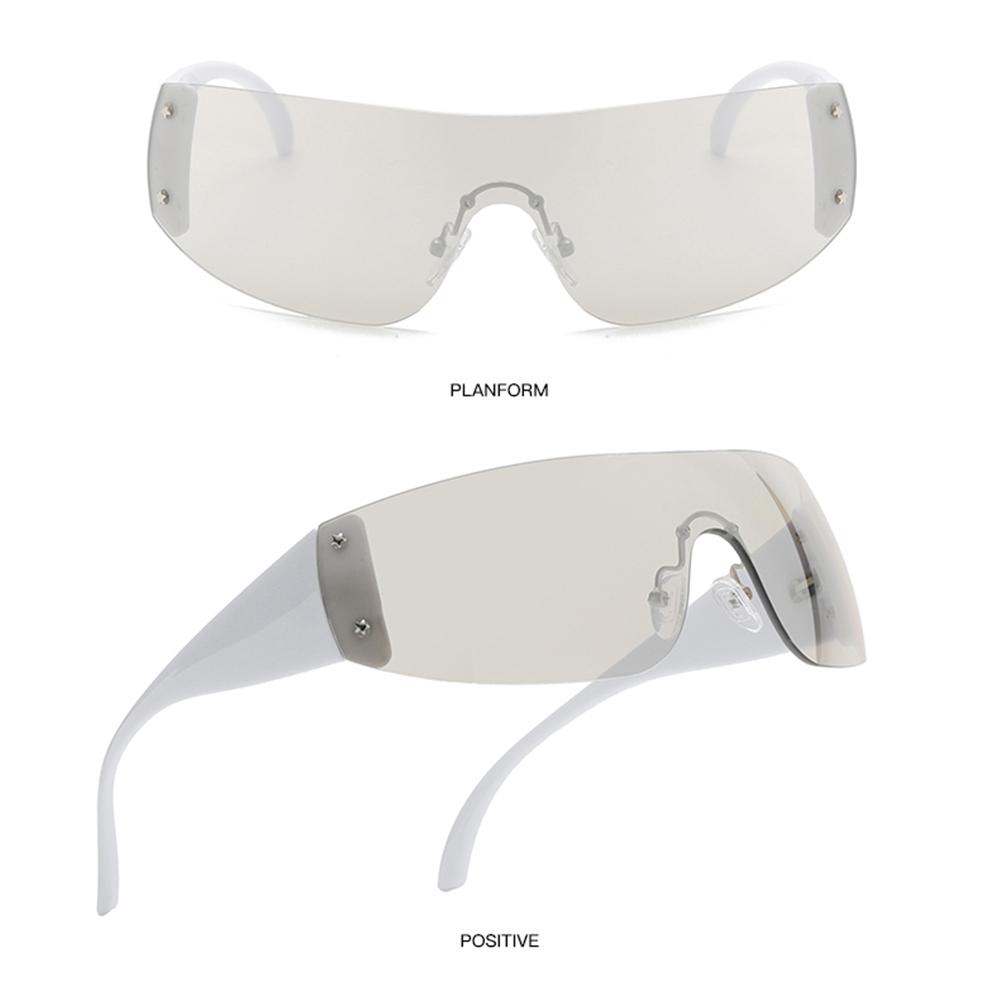 1pc Trendy Rimless Star Y2K Sunglasses for Women Men Punk One Piece Goggles Oversized Wrap Around Shades 2000's Eyewear UV400