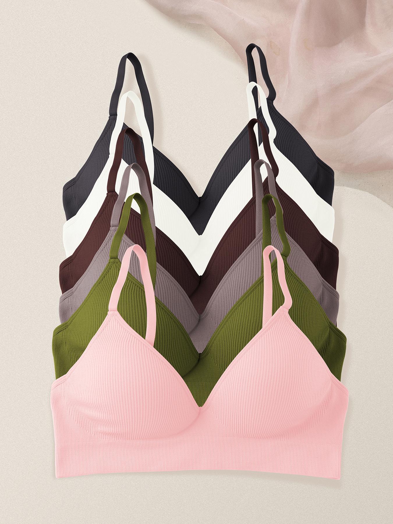 Women's Solid Wireless Bralette, Adjustable Strap Push Up Bra, Soft Comfortable Breathable Lingerie for Daily Wear, Breathable Comfy Bra