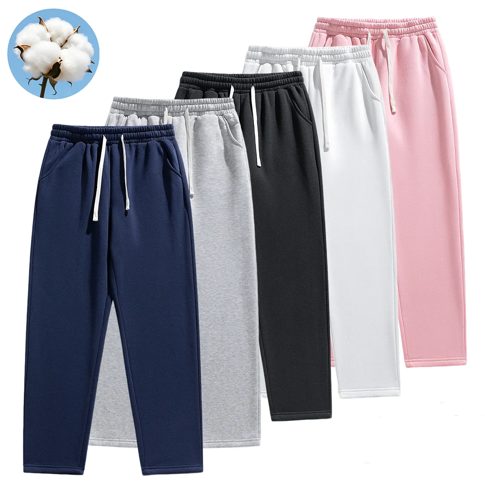 Women Loose Fit Sweatpants, Cotton Casual Joggers, Elastic Stretch Sports Pants for Daily Outfit, Soft Ladies Casual Trousers, All Season Wear for Summer Autumn Winter, Women Athletic Sweatpants