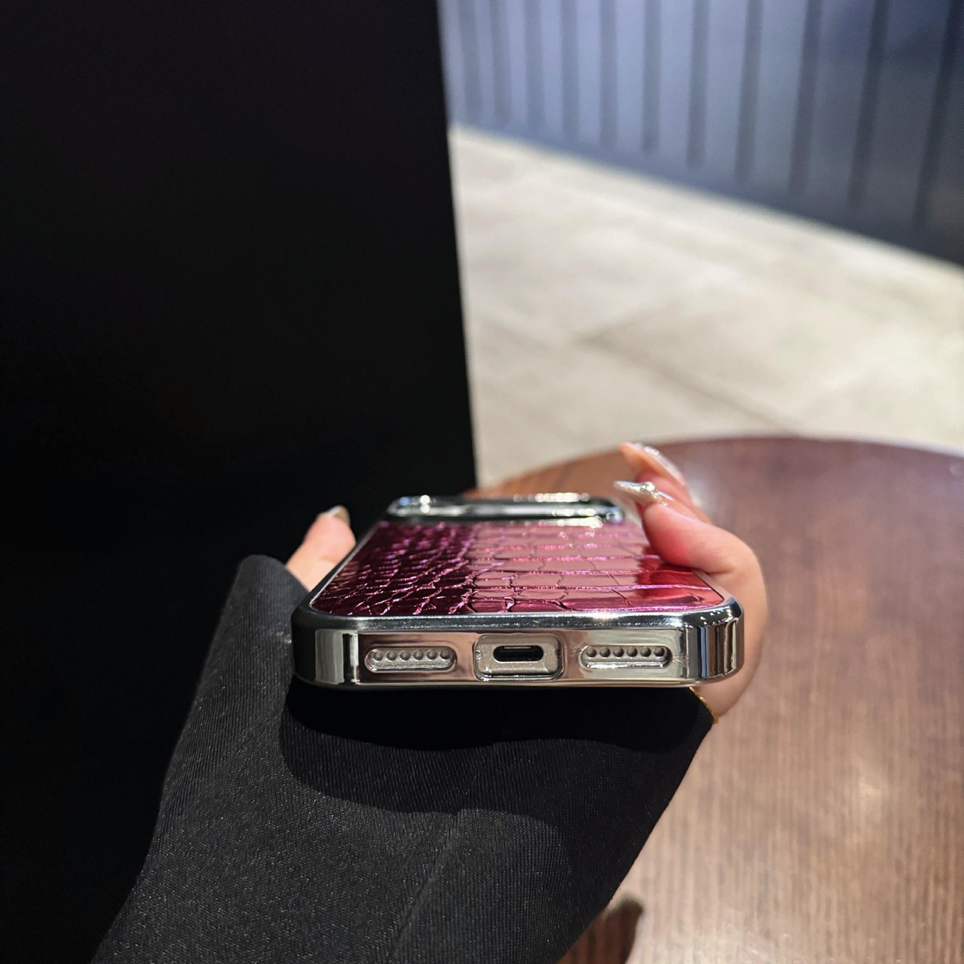 Iridescent Electroplated crocodilePattern Case Suitable for iPhone17, iPhone 16 Pro Max, Vegen Crocodile Leather, high-end feel, anti-drop protective cover