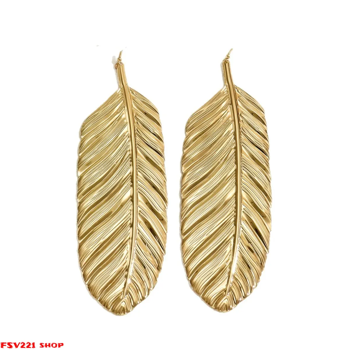 Feather Earrings for Women, Exaggerated Fashion Jewelry, Boho Earrings, Elegant Versatile Party Accessories, Stylish Big Ear Studs, Statement Earrings, Fashionable Earrings  Gold/Silver Tone Metal Drop Earrings for Women’s Everyday & Statement Fashion