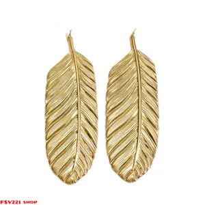 Feather Earrings for Women, Exaggerated Fashion Jewelry, Boho Earrings, Elegant Versatile Party Accessories, Stylish Big Ear Studs, Statement Earrings, Fashionable Earrings  Gold/Silver Tone Metal Drop Earrings for Women’s Everyday & Statement Fashion