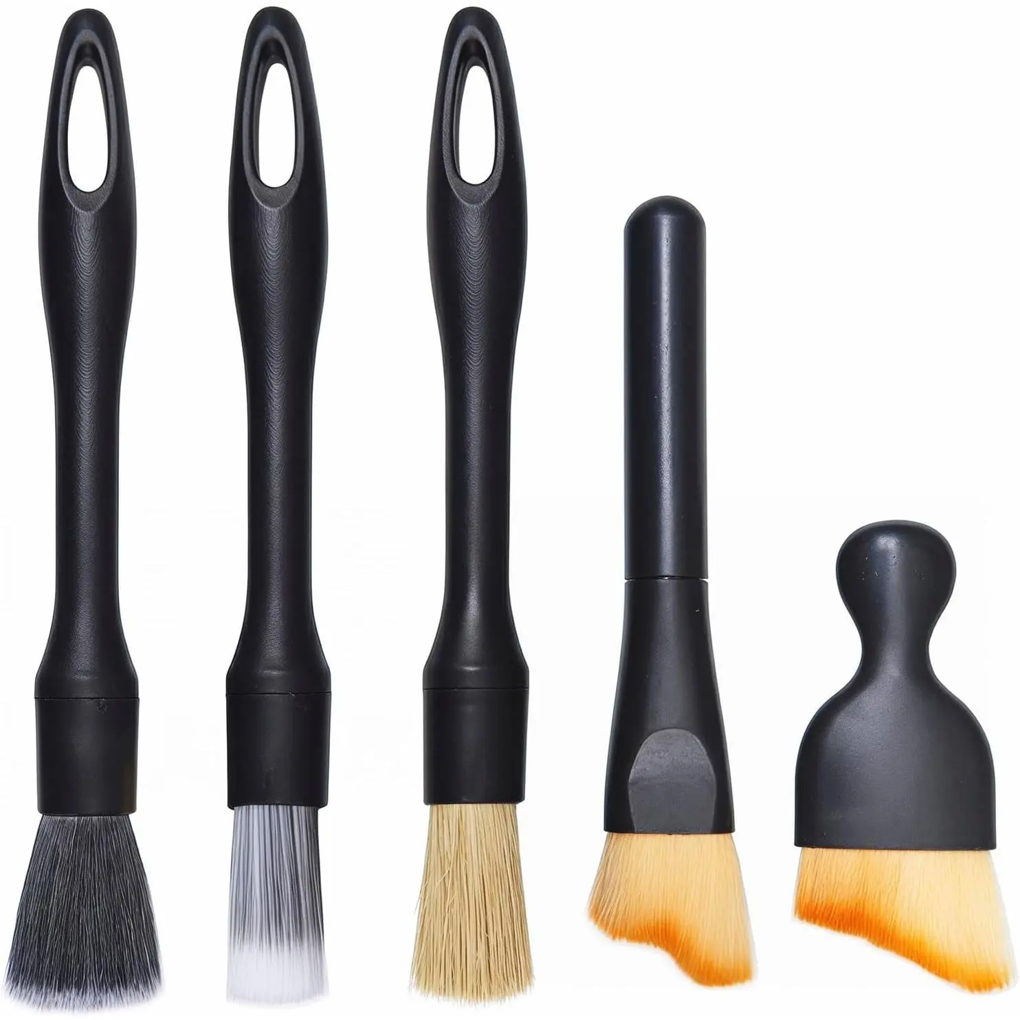 5 count  Detailing Brush Set for Cleaning Interior or Exterior, Includes Coarse, Medium, and Fine Detailing Brushes, Dusting Cleaning Tool for Dashboard, Air Vents, Wheels, Emblem,  Seat