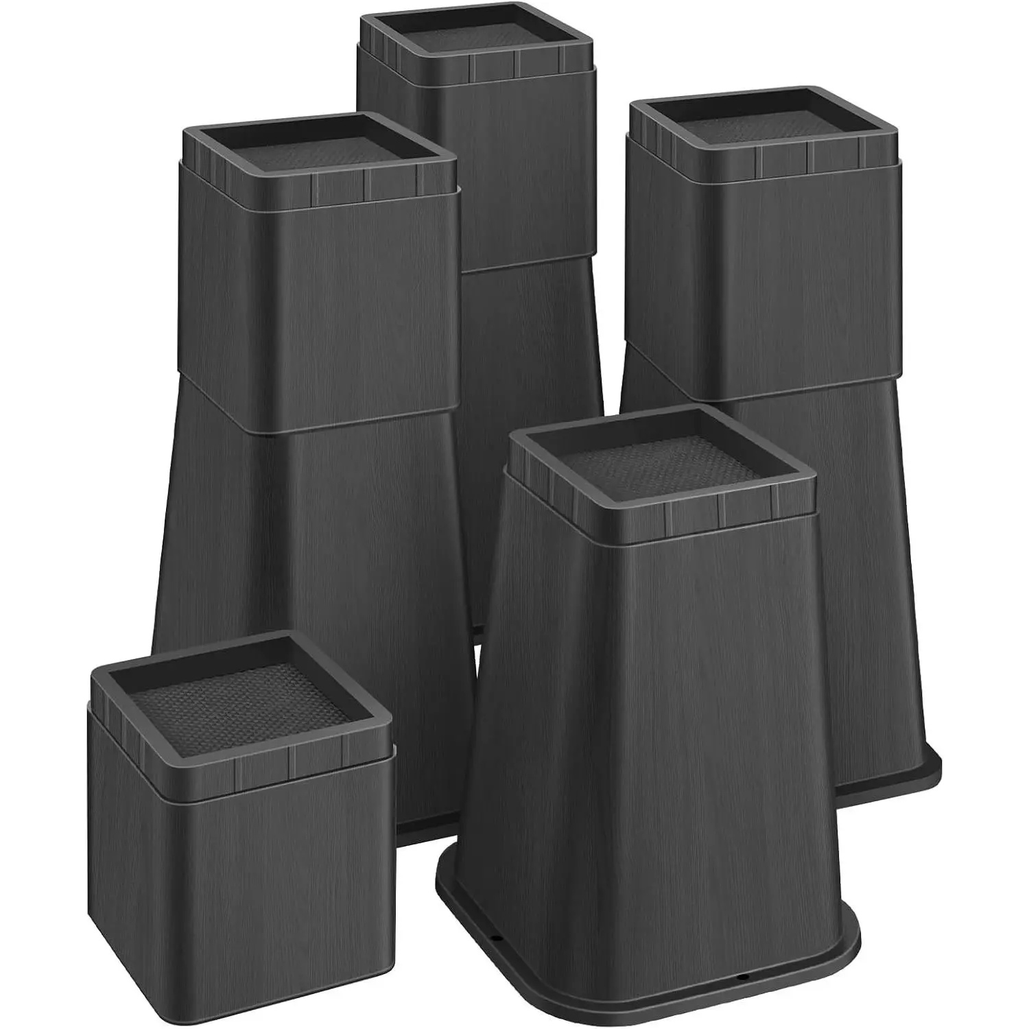 Bed Risers 12 Inch Heavy Duty, Furniture Risers Lifts 12" 8" 4" for Table, Desk Leg, Sofa, Couch, Adjustable Bed Frame Risers Supports Up to 6,000 Lbs, Black