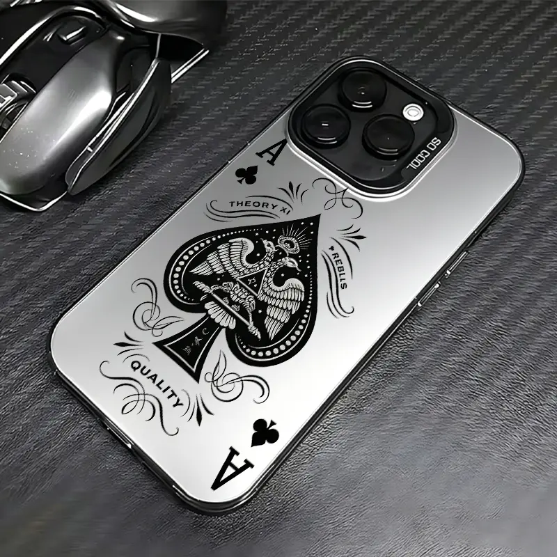 Trendy Vintage Ace of Spades Poker Aesthetic Phone Case Classic Casino Graphic Shockproof Bumper Cover Compatible with iPhone
