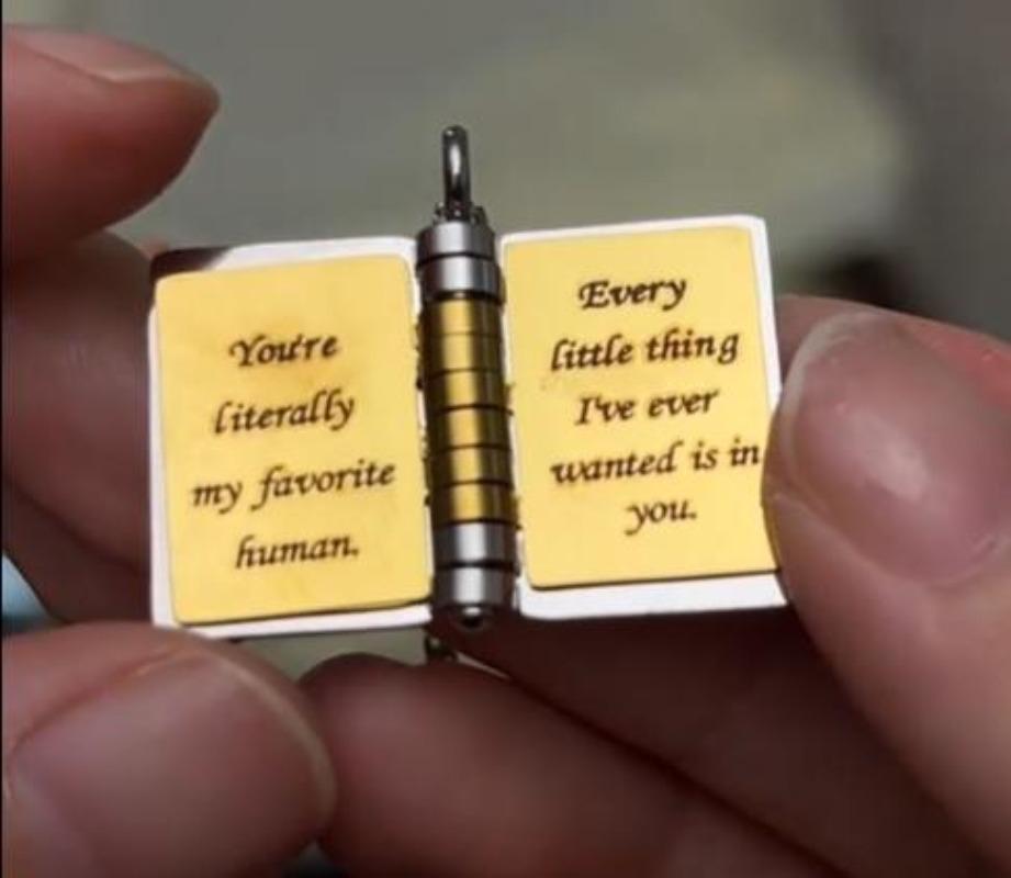 Best Love Ever Book Necklace - Personalized 6-Page Engraved Pendant with Hidden Messages, Openable Flip Design | Adjustable Silver & 18k Gold | Perfect Valentine's Day, Anniversary, Birthday Gift for Lover - A Timeless Love Letter Close To Their Heart