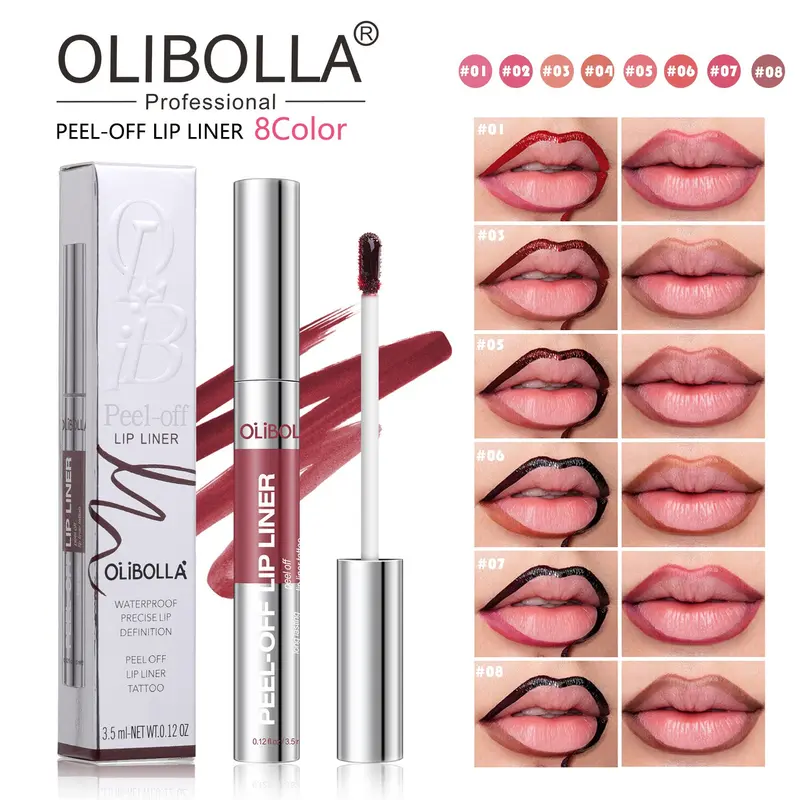 8-color Matte Peel Off Lip Gloss Lipliner Moisturizing Hydrate Durable Long Lasting Waterproof Lip Liner Singles Stay-n Easy Color Tear Lipliner Lipstick Festival Party Gifts Music Festival Makeup Balm Lip Product