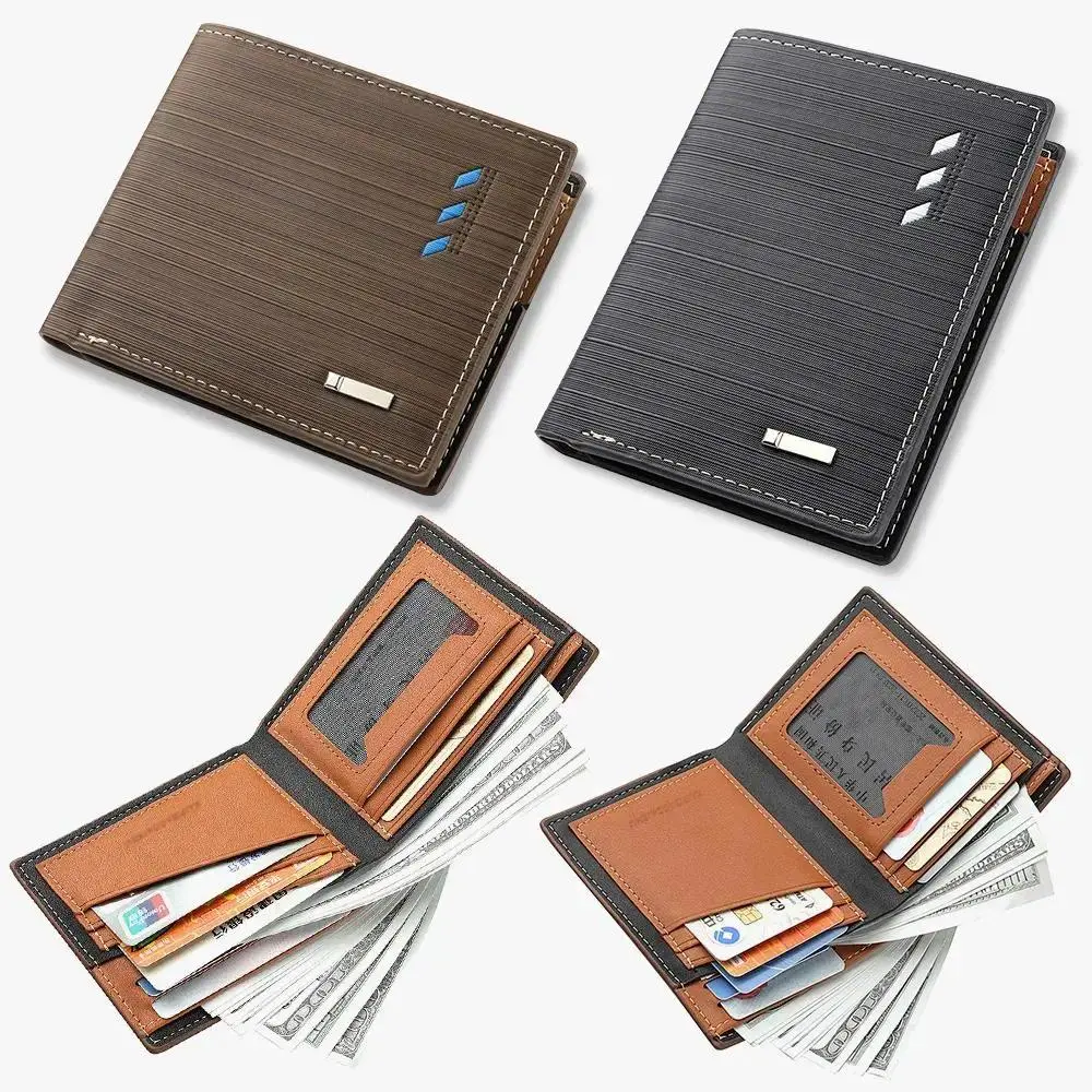 Short PU Leather Wallet For Men Designed With Multiple Slots And Multi Compartment Storage Structure Simple Daily Carry Purse For Daily Life Use