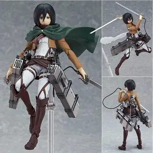 15cm Attack on Titan Levi Rivaille Rival Mikasa Ackerman Eren Jaeger Action figure toys doll Christmas gift with box