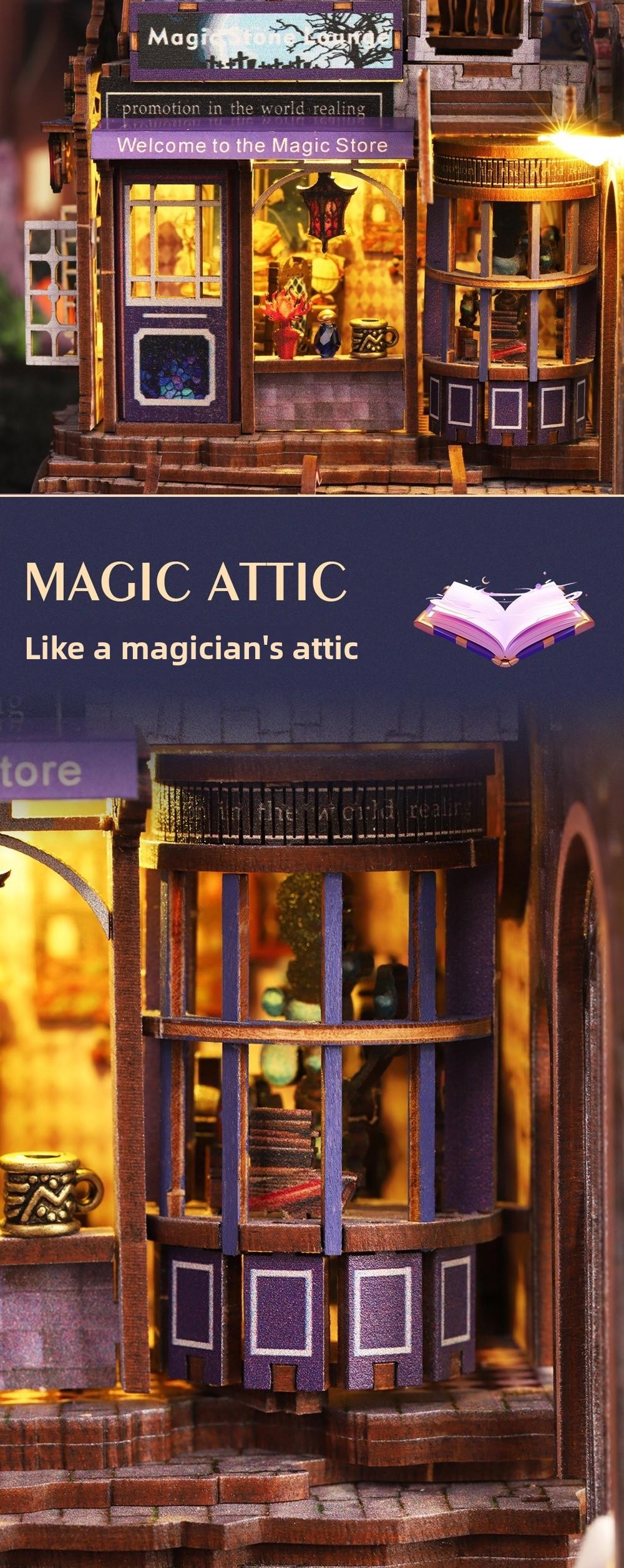 Magic Gate DIY Book Nook Kit - 3D Wooden Puzzle Miniature House with  Light| Enchanted Library Bookshelf Decor| Perfect Creative Gift for Hobbyists & Magic Fans