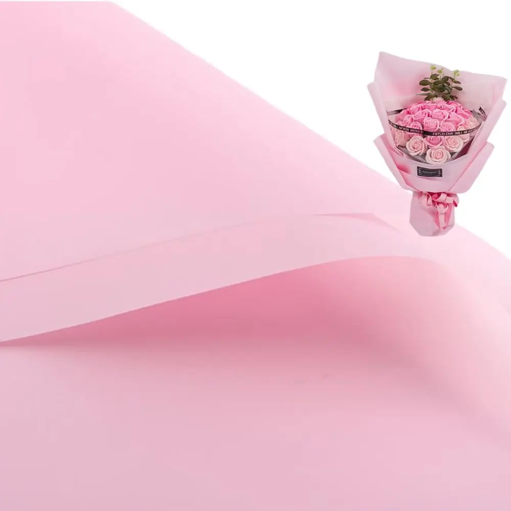 Double Sided Color Flower Wrapping Paper (Pink, 20 Count) - 23x23 in Waterproof Paper Pulp Sheet, Ideal for DIY Crafts, Gift Wrapping, Valentine's Day Bouquet Packaging
