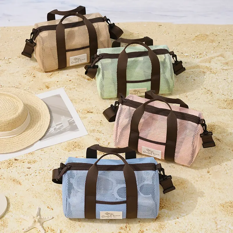 Mesh Beach Tote Bag with Quick Dry Fabric, Multi Way Cross body Shoulder Handbag, Practical Handbag for Holiday Trips, Large Capacity Handbag for Fitness Pool Beach Activities, Lightweight Swim Gym Bag for Beach Vacation Sports