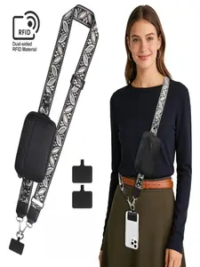 Clip-On Crossbody Phone Lanyard with Wallet, Phone Pocket, Adjustable Strap, Detachable Rfid Wristlet, Compatible with All Phone Cases, Pouch and Cup Sleeve, Cell Phone Accessories