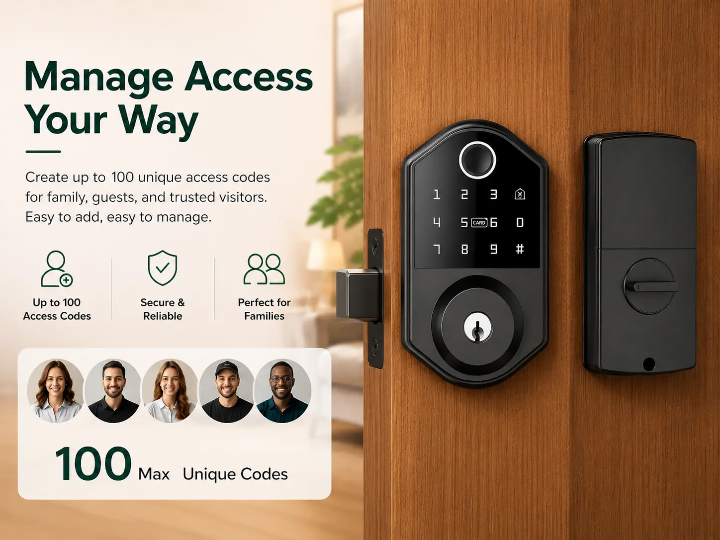 Fully Automatic Biometric Fingerprint Smart Door Lock with LED Keypad, Keyless Entry, Card-Wristband Unlocking, Anti-Peeping Password, Easy Installation, Code Access, Electronic Locking System, Security Features, Secure Design, Door Lock With Code
