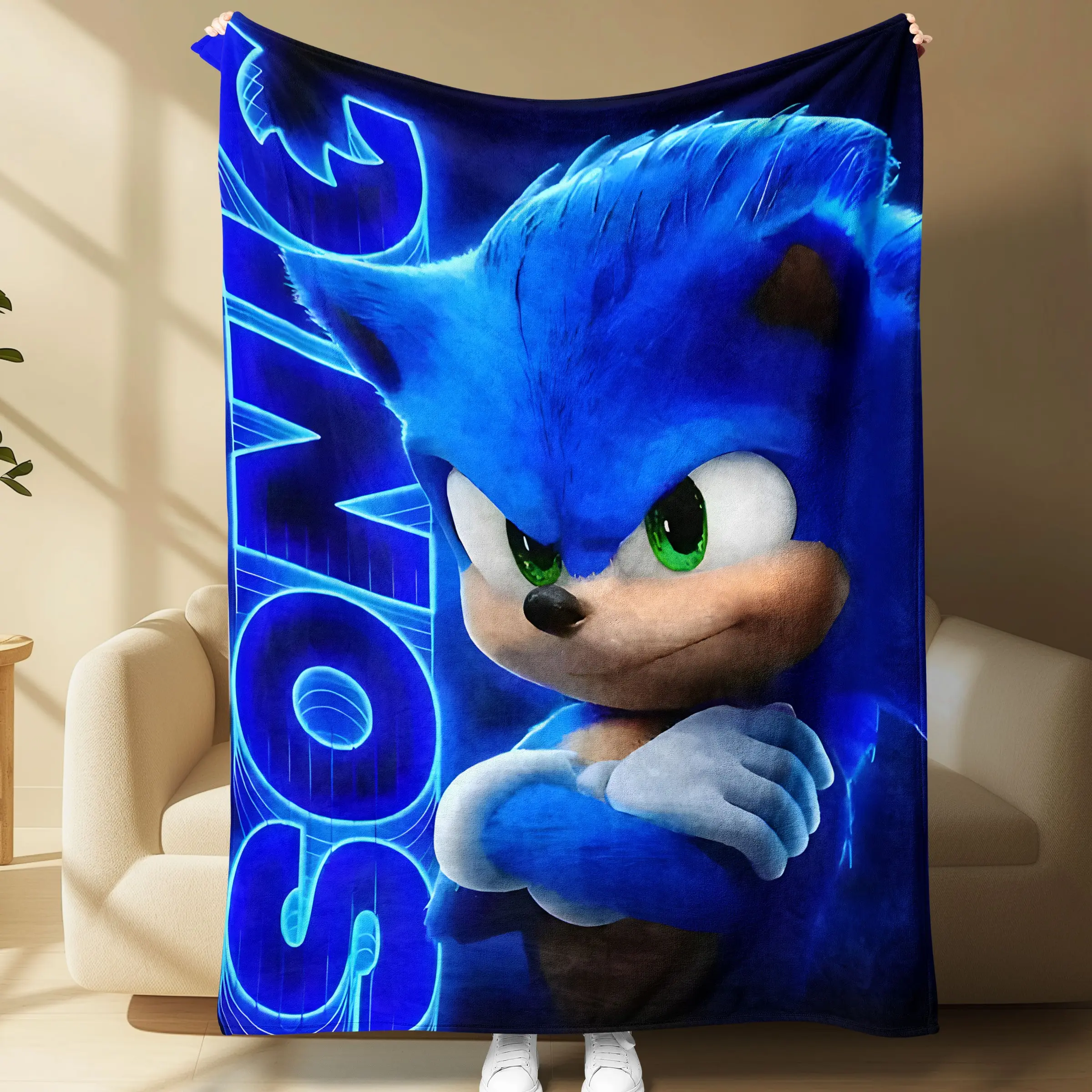 Sonik Prime Character Flannel Blanket, Ultra Soft Plush Throw, Cartoon Fan Decor, Comfortable Sofa/bed Essential Gift, Ideal for Sonik Prime Lovers