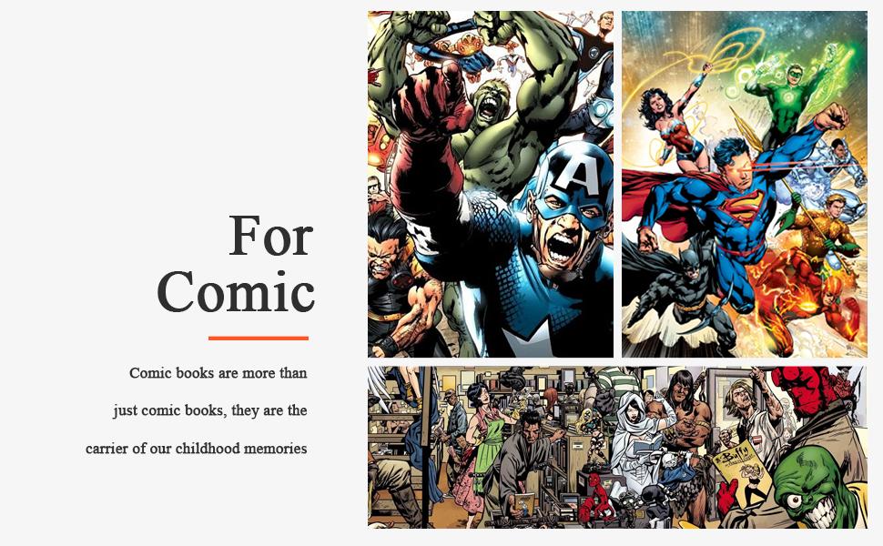 Comic Book Storage Box, Fireproof & Water-Resistant with Lock and Label Window, Moistureproof, Holds 150-175 Comics, Black