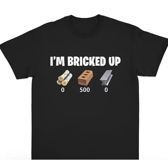 unisex construction meme tee, summervibes everyday wear, funny bricked up graphic shirt, worker casual unisex top, simple emoji print tshirt, soft breathable crew neck tee, viral sarcasm apparel