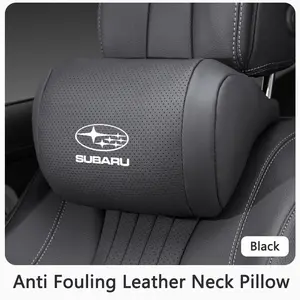 Casual Car Seat Headrest Napa Leather Breathable Neck Pillow Comfortable Auto Protector Cushion Fits For Subaru STI WRX Forester Impreza Legacy Outback XV BRZ Tribeca Auto Interior Accessories Automotive