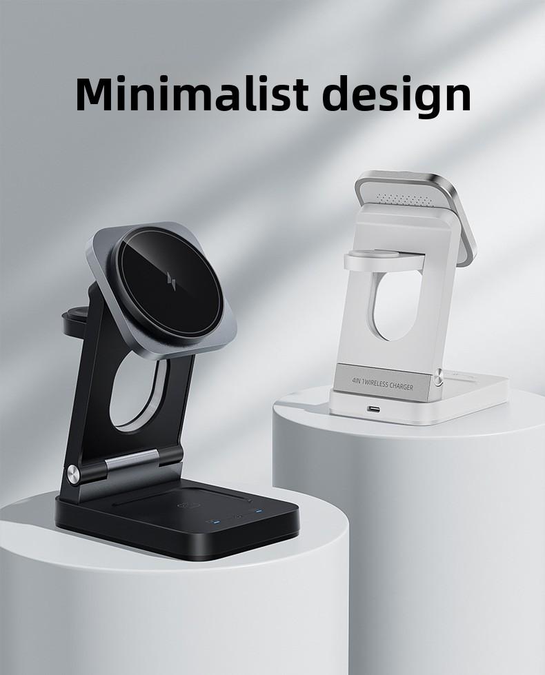 New foldable magnetic three-in-one wireless fast charger suitable for Apple phone stand wireless charging