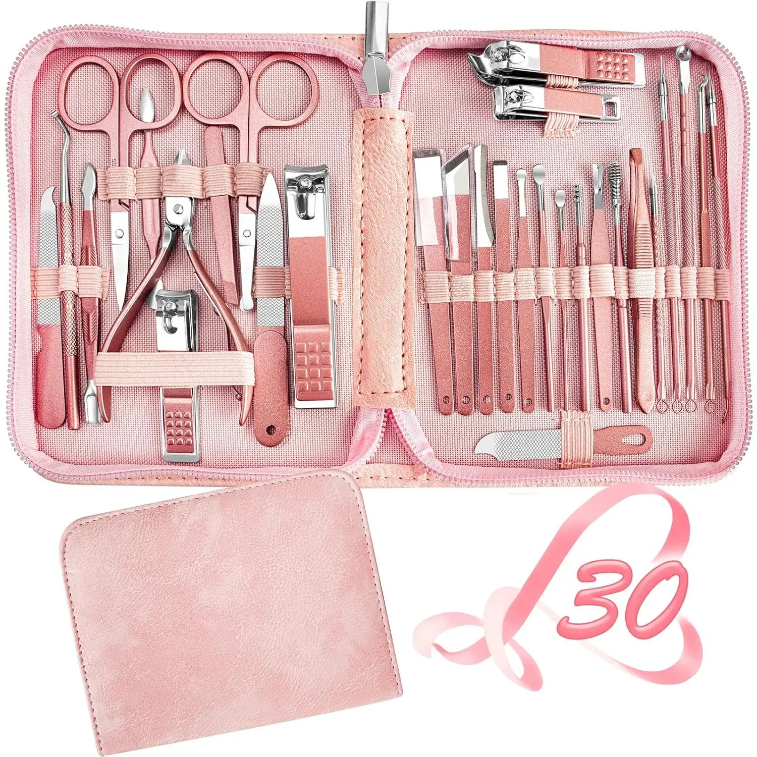 Manicure Set 30 in 1 Nail Clipper set, nail clippers, fingernail & toenail clippers, Manicure Tools, pedicure tools, Suitable for Travel Manicure Kit, Nail Set Kit With Everything Profe