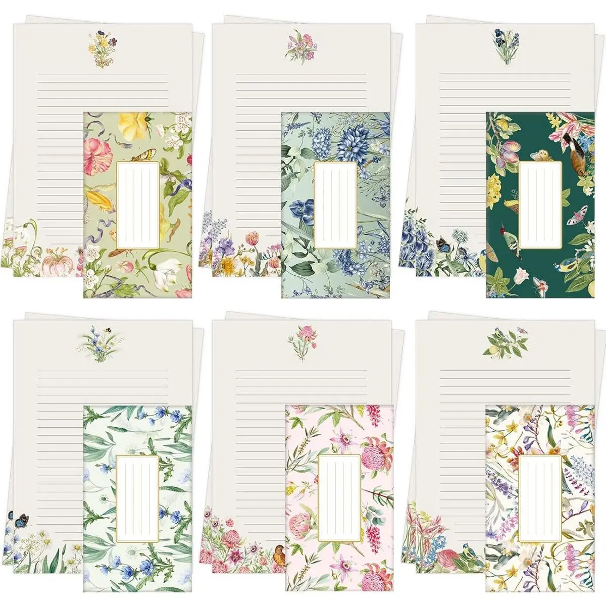 Elegant Floral Print Stationery Set with 48 Letter Writing Paper, 24 Envelopes, 24 Stickers – Elegant Envelopes & Postal Supplies for Handwritten Letters, Party Invitations