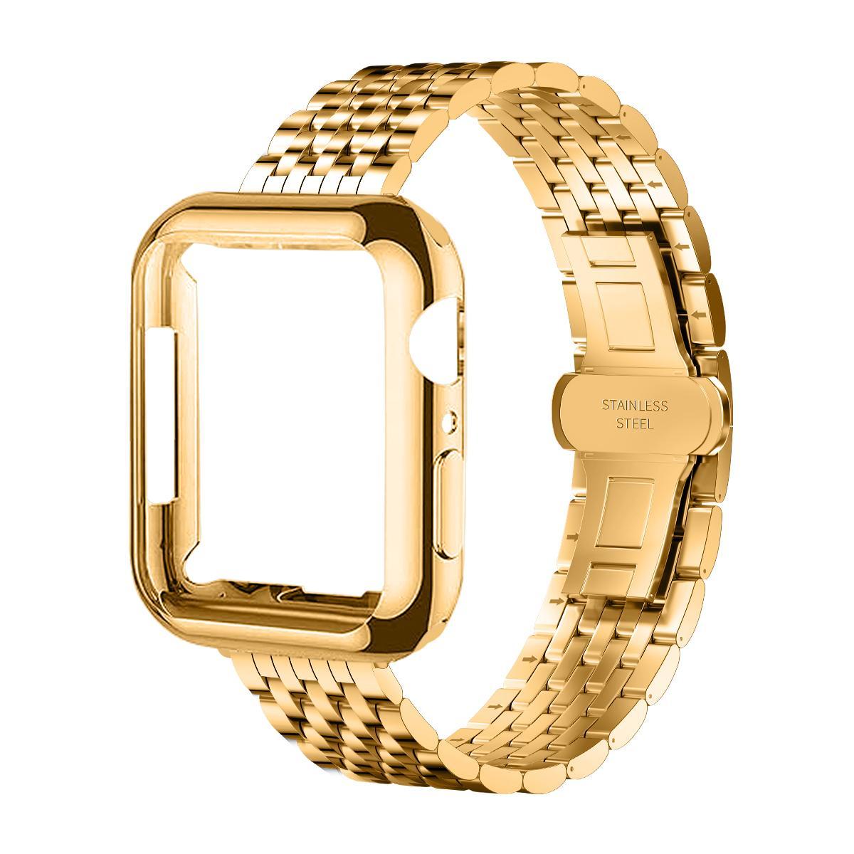 Stainless Steel Watch Band with TPU Soft Protective Case, Fashionable Watch Band for Apple Watch Series, Smart Watch Accessories for Men and Women, Smart Watch Strap, Smartwatch Strap