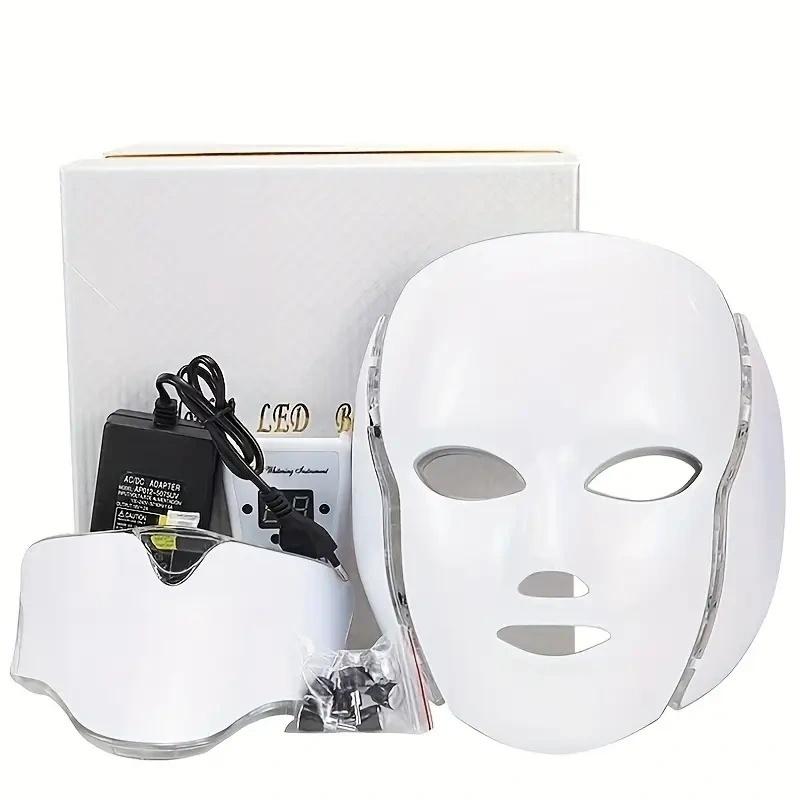 Seven color LED facial and neck care device, odorless, 110-240V voltage, American plug, plug-in, high-frequency facial skincare and beauty device